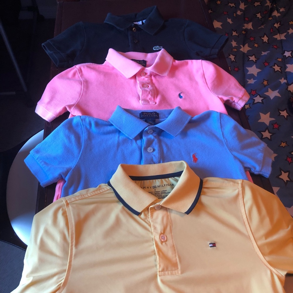 SOLD 4 Name Brand Polo Bundle Tommy/Ralph/Lacoste - Picture 1 of 6